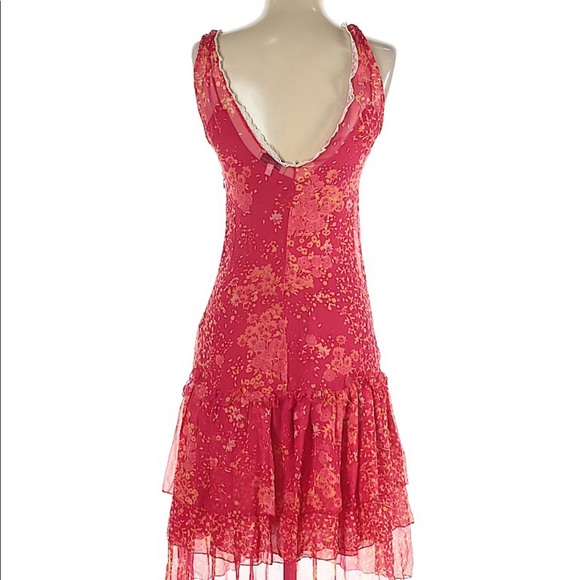 Blumarine Silk Ruche Red Dress - Picture 2 of 8